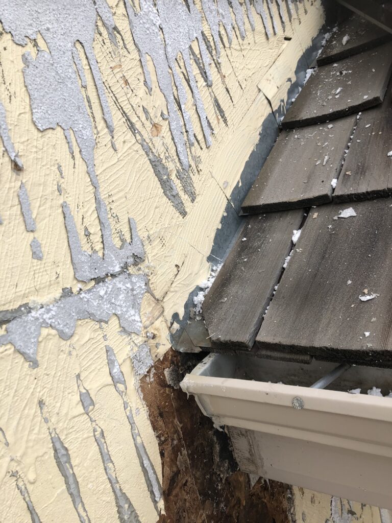 Concealed exterior wall damage documented during an Edmonton repair