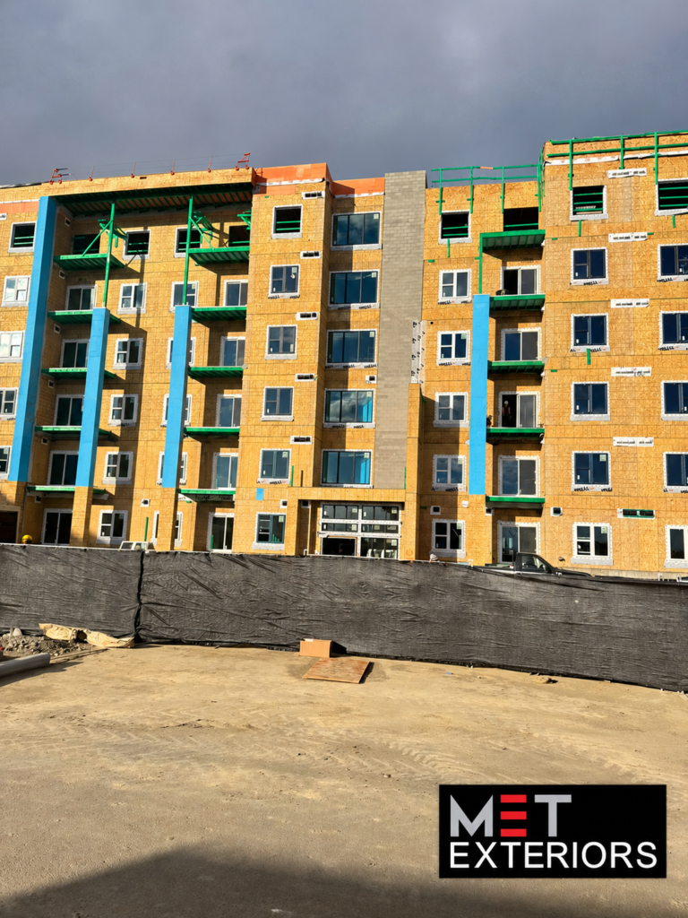 CMU elevator shaft masonry project in Edmonton Alberta by Met Exteriors