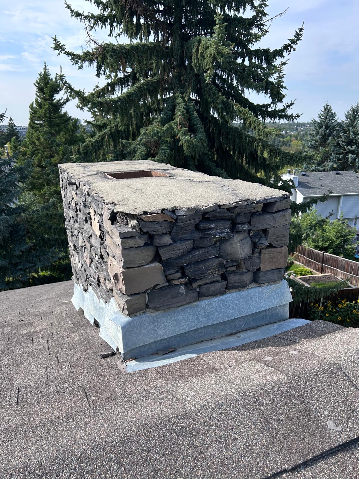 Before: cracked exterior chimney crown